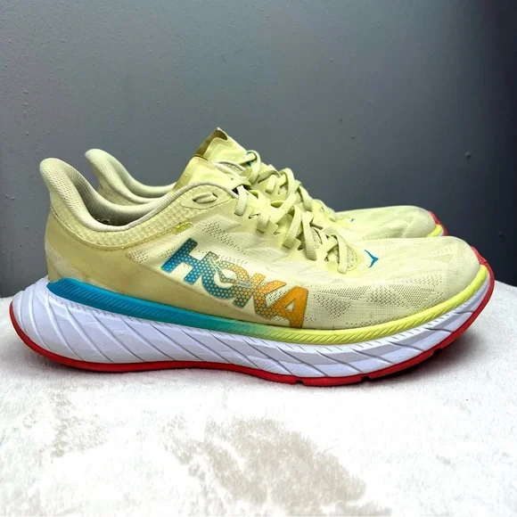 Hoka Carbon X 2 Sneaker Lyminary Coral 11.5 D Men Running Shoes Yellow HOKA Rocket X 2 Shoe main image 2